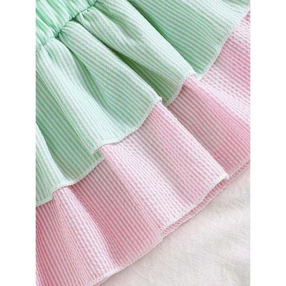 Children's Tie Strap Top & Layered Skirt Set